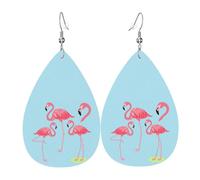 Set di orecchini a goccia con quattro fenicotteri, orecchini in pelle alla moda pendenti a cerchio per donne festa di compleanno gioielli regalo