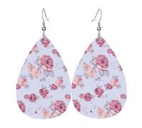 Set di orecchini a goccia con rose rosse, orecchini in pelle alla moda pendenti a cerchio per donne festa di compleanno gioielli regalo
