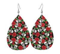 Set di orecchini a goccia con teschi e rose, orecchini in pelle alla moda pendenti a cerchio per donne festa di compleanno gioielli regalo