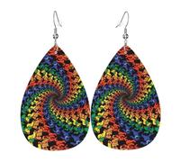 Set di orecchini a goccia in finta pelle per donne e ragazze, con orsetto che balla, tie-dye, idea regalo di compleanno o di Natale