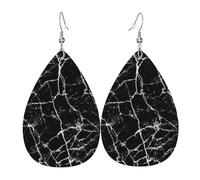 Set di orecchini a goccia in marmo nero, orecchini in pelle alla moda pendenti a cerchio per donne festa di compleanno gioielli regalo