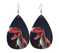Set di orecchini a goccia in pelle a forma di dinosauro dalla bocca grande, set di orecchini da donna in pelle leggera con pendenti a goccia.
