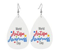 Set di orecchini a goccia in pelle per il giorno della consapevolezza dell'autismo Orecchini pendenti pendenti morbidi e leggeri per le donne