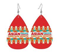 Set di orecchini a goccia in pelle per il mese del patrimonio delle isole asiatiche, americane e delle isole del Pacifico, pendenti morbidi e leggeri per le donne