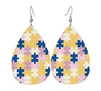 Set di orecchini a goccia in pelle per il mese della consapevolezza dell'autismo Orecchini pendenti pendenti morbidi e leggeri per le donne