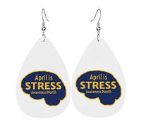 Set di orecchini a goccia in pelle per il mese della consapevolezza dello stress Orecchini pendenti pendenti morbidi e leggeri per le donne