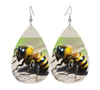 Set di orecchini a goccia in pelle sintetica a forma di piccola ape, da donna, leggeri e pendenti.