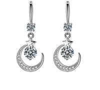 Set di orecchini a goccia, per donne e ragazze, in acciaio inox, con cristalli, da appendere, con pietra di luna, a forma di cuore, orecchini vintage, set regalo per ragazze e feste di compleanno