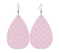 Set di orecchini a goccia rosa con orso polare, orecchini in pelle alla moda pendenti a cerchio per donne festa di compleanno gioielli regalo