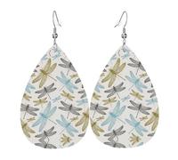 Set di orecchini a goccia semplici a forma di libellula, orecchini in pelle alla moda pendenti a cerchio per donne regalo di compleanno gioielli