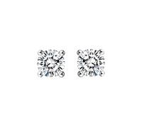 Set di orecchini Boho, orecchini da donna Big con diamanti solitari rotondi a 4 gres, oro bianco 0,6 ct, Oro bianco 18 carati, Diamante