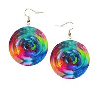 Set di orecchini colorati in pelle con stampa a spirale arcobaleno per donne, 1 paio di orecchini leggeri bohémien per lobi forati, regalo per donne e ragazze