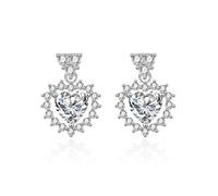 Set di orecchini da appendere, orecchini pendenti, pietra gialla, doppio cuore, per donne, San Valentino, KupferHollow Out Bound Doppeltes HerzHerzform, Rame, Zirconia cubica