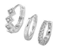 Set di orecchini da donna alla moda in vero oro placcato Chunky Small Cartilage Hoops Cute Cubic Zirconia Dangle Stud Earrings Jewelry barboncino orecchini, Taglia unica, Metallo, Nessuna pietra