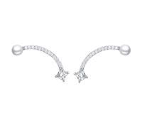 Set di orecchini da donna in argento 925, con zirconi a forma di sorriso con perla, 21,4 x 7,4 mm, per gioielli di anniversario
