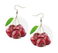 Set di orecchini da donna in pelle con stampa di ciliegie, 1 paio di orecchini leggeri bohémien, gioielli regalo per donne e ragazze