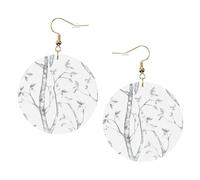 Set di orecchini da donna in pelle stampata con boschi grigi e uccellini, 1 paio di orecchini leggeri bohémien, gioielli regalo per donne e ragazze