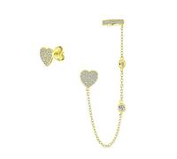 Set di orecchini e orecchini a lobo in argento Sterling 925 con piramide quadrata geometrica con pavé di zirconia cubica, albero e cuore, per cartilagine dell'orecchio, One Size, Gemma Metallo