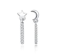 Set di orecchini in argento placcato argento con zirconi asimmetrici mini luna stella per donne festa del papà gioielli