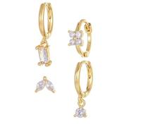 Set di orecchini in oro, set di orecchini placcati in oro, piccoli cerchi, orecchini multipli, Taglia unica, Ottone, No