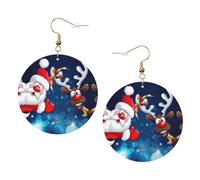 Set di orecchini in pelle stampata con Babbo Natale e cervo per donne, 1 paio di orecchini leggeri bohémien forati regalo per donne e ragazze