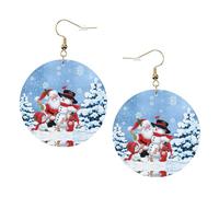 Set di orecchini in pelle stampata con Babbo Natale e pupazzo di neve per donne, 1 paio di orecchini in stile bohémien leggeri, regalo per donne e ragazze