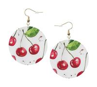 Set di orecchini in pelle stampata con ciliegie per donne, 1 paio di orecchini leggeri bohémien, gioielli regalo per donne e ragazze