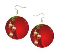 Set di orecchini in pelle stampata con lanterna rossa natalizia per donne, 1 paio di orecchini in stile bohémien leggeri, gioielli regalo per donne e ragazze