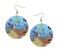 Set di orecchini in pelle stampata con pesci marini oceanici per donne, 1 paio di orecchini leggeri bohémien, gioielli regalo per donne e ragazze