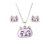 Set di Orecchini Pendenti per Collana Collana a Forma di Animale di Cartone Animato Collana con Orecchini a Catena Gioielli per Donne Ragazze, Stile Gatto Creativo e utile Professional Process