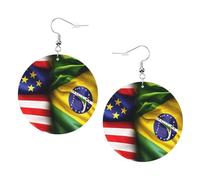 Set di orecchini piercing da donna stampati con bandiere americane e brasiliane, 1 paio di orecchini alla moda in finta pelle, regalo di compleanno o di Natale per le donne
