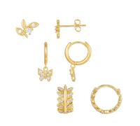 Set di orecchini placcati in oro 14 carati, 6 pezzi, orecchini a cerchio con foglia di ulivo, foglia di grano, ciondoli a farfalla, 6 mm-13 mm, peso 6 g, regalo di compleanno, accessori per donne