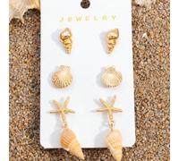 Set di orecchini stile vacanza al mare serie oceano moda europea e americana con stella marina e conchiglia - adatto per feste e uso quotidiano Tagli UnicaFrutta & verduraLega di zinco