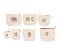 Set di organizer da viaggio con stampa orso, sacchetti di stoccaggio in tela impermeabile, 7 pezzi di organizer riutilizzabili per cosmetici e prodotti per bambini con cordino,