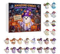 Set di ornamenti 2025 per Halloween, per conto alla rovescia, in acrilico, fatto a mano, con gnomo di Halloween, per decorare la casa e le vacanze (D)