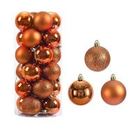 Set di ornamenti con palline di Natale dipinte, decorazione pendente per albero, accessori per decorazioni natalizie, 8 cm, 24 pezzi-arancione-8 cm