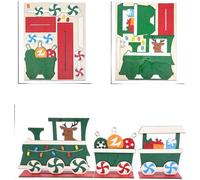 Set di ornamenti in legno a forma di treno per decorazioni fai da te, adatto per i bambini, per assemblare e migliorare l'atmosfera delle feste di Natale (A)