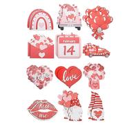 Set di ornamenti in legno per San Valentino - collezione di etichette favorevoli a forma di cuore, decorazioni romantiche per l'albero di Natale, decorazioni per la festa dell'amore a tema rustico |