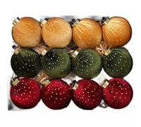 Set di ornamenti natalizi a forma di palla in tessuto, 8 cm, design a pois, fatti a mano, per albero di Natale, decorazione con accogliente texture in peluche (E)