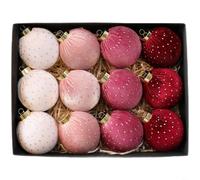 Set di ornamenti natalizi a forma di palla in tessuto, 8 cm, design a pois morbidi, fatti a mano, per albero di Natale, decorazione per albero di Natale, con accogliente