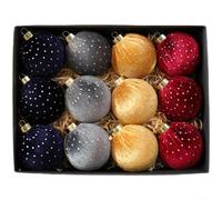 Set di ornamenti natalizi a forma di palla in tessuto, 8 cm, design a pois morbidi, fatti a mano, per albero di Natale, decorazione per albero di Natale con accogliente texture in