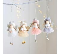 Set di ornamenti natalizi con 4 angeli, da appendere su albero, finestre e porte