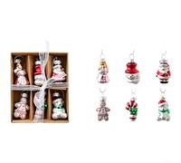 Set di ornamenti natalizi in vetro per albero di Natale da appendere con pupazzo di neve, casa e angelo figure adatte per decorazioni stagionali (C)