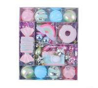 Set di ornamenti natalizi infrangibili color pastello, con varie forme, tra cui caramelle, stelle e palline, progettati per decorare alberi e spazi per le vacanze (C)