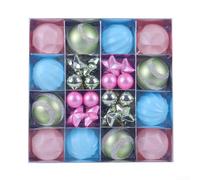 Set di ornamenti natalizi infrangibili color pastello con varie forme, tra cui caramelle, stelle e palline, progettati per decorare alberi e spazi per le vacanze (A)