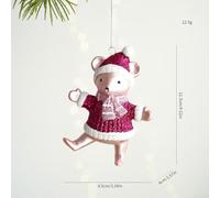 Set di ornamenti natalizi per albero di Natale, tra cui cervi, fiocchi di neve, topi, conchiglie e lecca-lecca, per decorazioni stagionali per le festività (topo rosso)