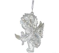 Set di ornamenti pendenti in acrilico con motivi di albero a stella per decorazioni natalizie in cristallo, include angeli, fiocchi e figure danzanti per un'atmosfera festiva (C)