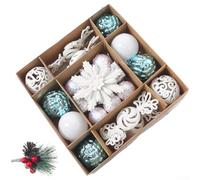 Set di ornamenti per albero di Natale, palline in plastica da appendere, decorazioni per feste festive, oro bianco rosso, 16,5 x 11,5 cm, confezione da 1 (A)