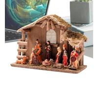 Set di ornamenti per presepe religioso, statuette festive in miniatura per scrivania, tavolo, davanzale, mensola della casa, espositore per donne e uomini, 25 x 18 x 9,5 cm