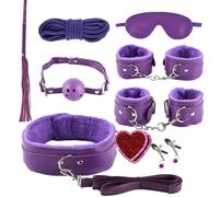 Set Di Otto Pezzi Di Viola Lychee Textured Cuoio Regolabile Fisso Set Di Attrezzature Di Allenamento, Portando Una Meravigliosa Esperienza Alla Vita Delle Coppie, Bdsm, Regalo Di Coppia